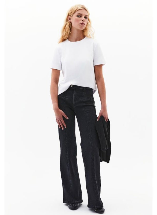 OXXO Mid Rise Flare Denim Pants-BLACK - Image 4